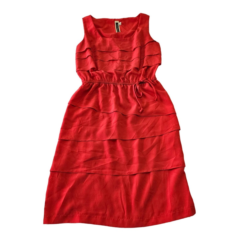 Julian Taylor Women's Coral Scoop Neck Sleeveless Layered‎ Mini Dress. Size 8